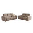 Toronto Electric Recliner Sofa - Beige Fabric - 3+2 Seater
