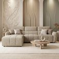 Turin Electric Recliner Sofa - Mocha Fabric - LHF