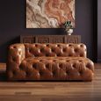Hoxton Corner Sofa - Vintage Brown Tufted Leather - 2 Seater - RHF