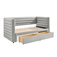 Byrne Daybed - 2 Drawer - Grey Velvet - Fabric