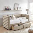 Byrne Daybed - 2 Drawer - Taupe Velvet - Fabric