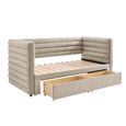Byrne Daybed - 2 Drawer - Taupe Velvet - Fabric