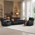 Ashby Electric Recliner Sofa Suite - 2.5+1+1 Seater - Black - Leather