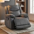 Clayton Glider Recliner Armchair - Grey - Fabric