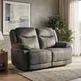 Clayton Recliner Sofa - 2 Seater - Grey - Fabric