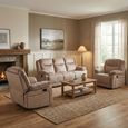 Clayton Recliner Sofa Suite - 3+1+1 Seater - Light Brown - Fabric