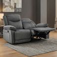 Clayton Recliner Sofa - 2 Seater - Grey - Fabric