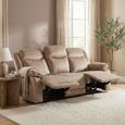 Clayton Recliner Sofa - 3 Seater - Light Brown - Fabric