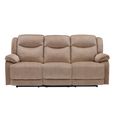 Clayton Recliner Sofa - 3 Seater - Light Brown - Fabric