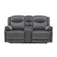 Clayton Recliner Sofa - with Console - 2 Seater - Grey - Fabric