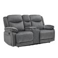 Clayton Recliner Sofa - with Console - 2 Seater - Grey - Fabric