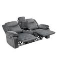 Clayton Recliner Sofa - with Console - 2 Seater - Grey - Fabric