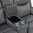 Clayton Recliner Sofa - with Console - 2 Seater - Grey - Fabric