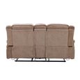 Clayton Recliner Sofa - with Console - 2 Seater - Light Brown - Fabric
