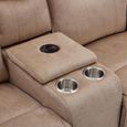 Clayton Recliner Sofa - with Console - 2 Seater - Light Brown - Fabric