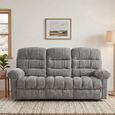 Cloud Manual Recliner Sofa - 3 Seater - Grey - Fabric