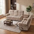 Cloud Manual Recliner Sofa Suite - 3+2 Seater - Beige - Fabric