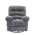 Cloud Swivel Manual Recliner Armchair - Grey - Fabric