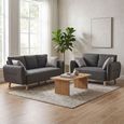 Georgia Sofa Suite - 3+2 Seater - Dark Grey - Fabric