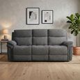 Harrow Electric Recliner Sofa - 3 Seater - Dark Grey - Fabric