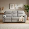 Harrow Electric Recliner Sofa - 3 Seater - Light Grey - Fabric