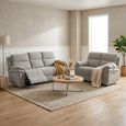 Harrow Electric Recliner Sofa Suite - 3+2 Seater - Light Grey - Fabric