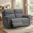 Harrow Electric Recliner Sofa - 2 Seater - Dark Grey - Fabric