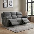 Harrow Electric Recliner Sofa - 3 Seater - Dark Grey - Fabric