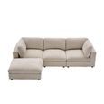Haven Modular Sofa Suite - 3 Seater - with Footstool - Biscuit - Fabric