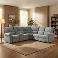 Knightsbridge Electric Recliner Corner Sofa - with Storage Console - Granite - Fabric