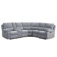 Knightsbridge Electric Recliner Corner Sofa - with Storage Console - Granite - Fabric