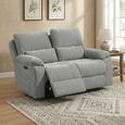 Knightsbridge Electric Recliner Sofa - 2 Seater - Granite - Fabric
