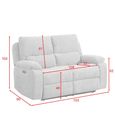 Knightsbridge Electric Recliner Sofa - 2 Seater - Granite - Fabric