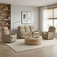 Mayfair Electric Recliner Sofa Suite - 3+1+1 Seater - Beige - Fabric