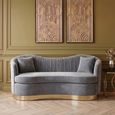 Franza Sofa - 3 Seater - Pleated Grey Velvet Fabric