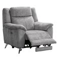 Monroe Electric Recliner Armchair - Adjustable Headrest - Ash Grey - Fabric