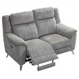 Monroe Electric Recliner Sofa - 2 Seater - Adjustable Headrest - Ash Grey - Fabric