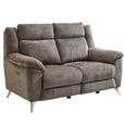 Monroe Electric Recliner Sofa - 2 Seater - Adjustable Headrest - Stone - Fabric