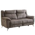 Monroe Electric Recliner Sofa - 3 Seater - Adjustable Headrest - Stone - Fabric