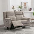 Monroe Electric Recliner Sofa - 2 Seater - Adjustable Headrest - Fossil - Fabric