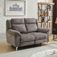 Monroe Electric Recliner Sofa - 2 Seater - Adjustable Headrest - Stone - Fabric