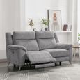 Monroe Electric Recliner Sofa - 3 Seater - Adjustable Headrest - Ash Grey - Fabric