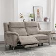 Monroe Electric Recliner Sofa - 3 Seater - Adjustable Headrest - Fossil - Fabric