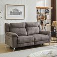 Monroe Electric Recliner Sofa - 3 Seater - Adjustable Headrest - Stone - Fabric