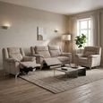 Monroe Electric Recliner Sofa Suite - 3+1+1 Seater - Adjustable Headrest - Fossil - Fabric