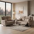 Monroe Electric Recliner Sofa Suite - 3+2 Seater - Adjustable Headrest - Fossil - Fabric