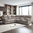 Morgan Electric Recliner Corner Sofa - with Storage Console - Taupe - Fabric