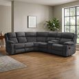 Morgan Manual Recliner Corner Sofa - with Storage Console - Iron - Fabric