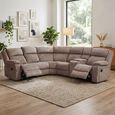Morgan Manual Recliner Corner Sofa - with Storage Console - Taupe - Fabric