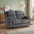 Morgan Manual Recliner Sofa - 2 Seater - Slate Grey - Fabric